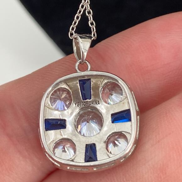 Sterling silver blue and silver necklace - Picture 3 of 5